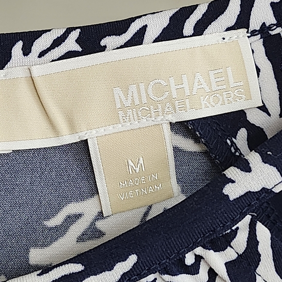 Michael Kors Navy and White Coral Pattern Midi Dress - Picture 2 of 6